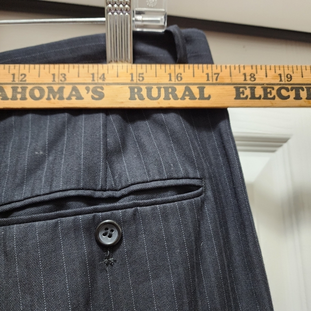 Luca Rossi Italia Dress Pants Men's 36 x 30 Black Striped Cuffed Pleated 36x30 - Picture 4 of 9